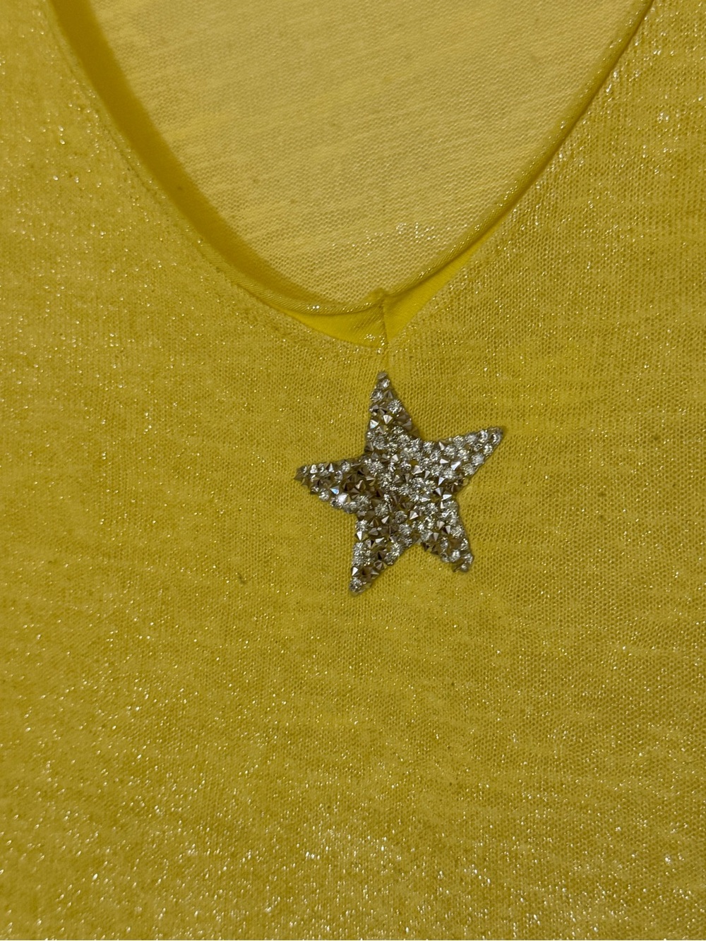Yellow Short Sleeve Tee with Star Accent